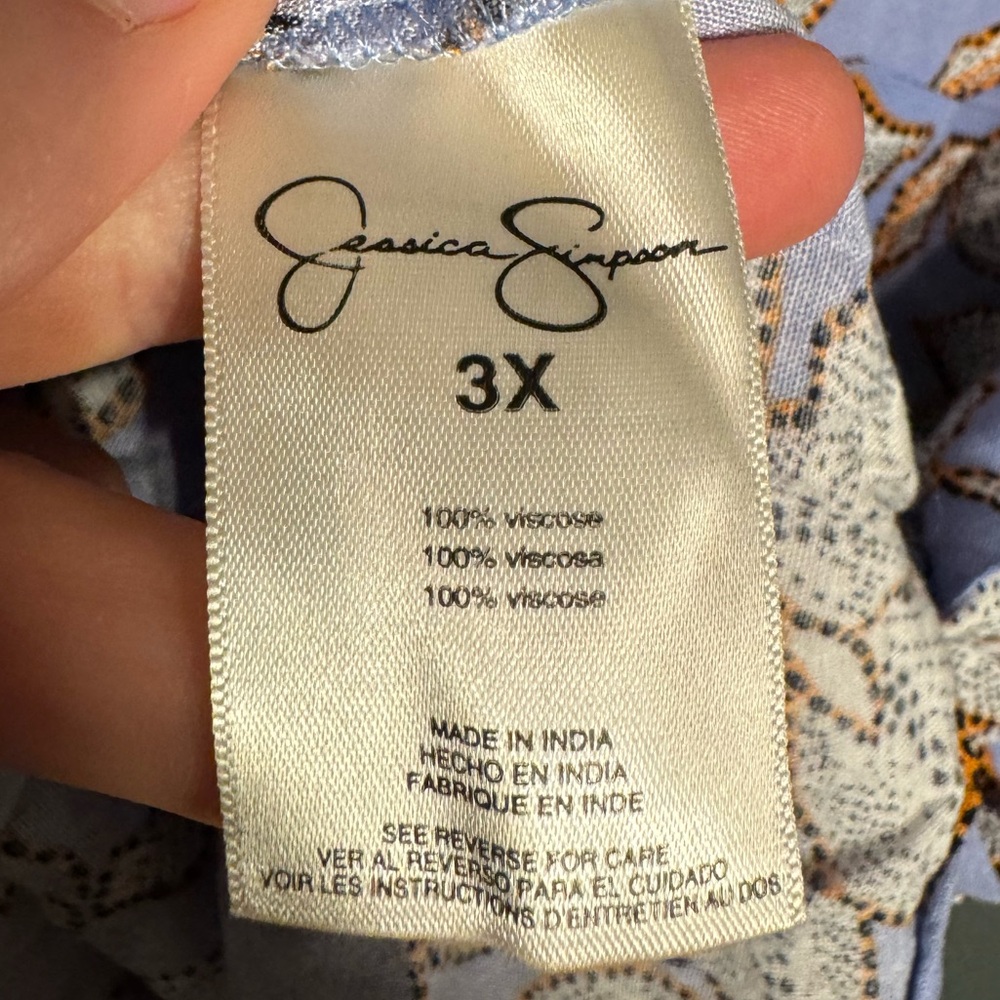 Jessica Simpson Blue Floral Top Ruffled Vacation Size 3X Plus - Picture 6 of 6